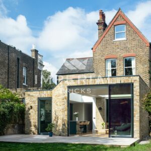 Residential self-build home, built using Light Weathered Original London Stock handmade bricks.