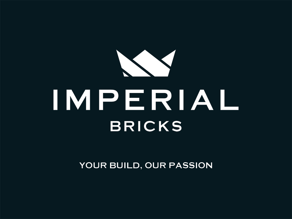 Imperial Bricks white logo on a dark blue background, with the slogan 'your build, our passion' written underneath.