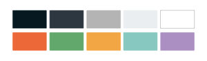 Imperial Bricks colour palette shown in 2 rows of 5 colour blocks
