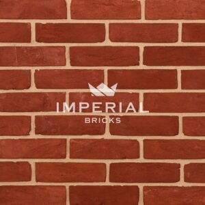 Red Rubber handmade bricks shown in a wall.