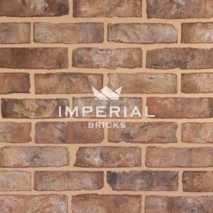 York Clamp bricks shown in a wall. The bricks feature hues of browns, reds, yellows and some purple tones.