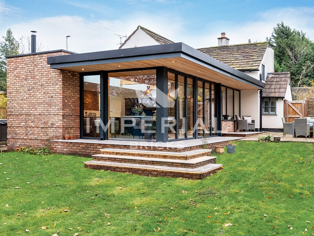 Extended kitchen living space, built using York Clamp handmade bricks.