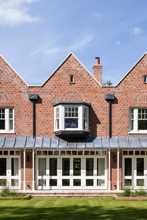 Rear view of new country manor, built using our Country Blend handmade bricks.