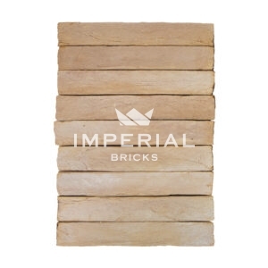 Blenheim Buff elongated bricks shown in a wall, the bricks feature natural colour variations.