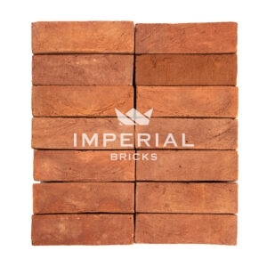 Hampton Red bricks shown in a wall, are red bricks with textured faces.