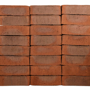Old Saxon English Red Multi bricks shown in a wall. The bricks have a smooth finish.