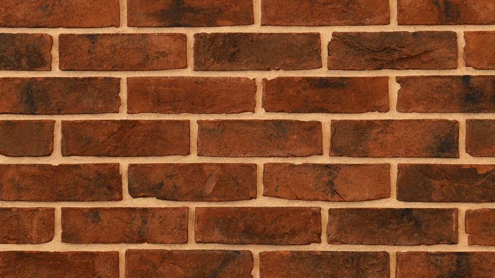Example of red bricks with added manganese oxide to produce a darkened, weathered effect.