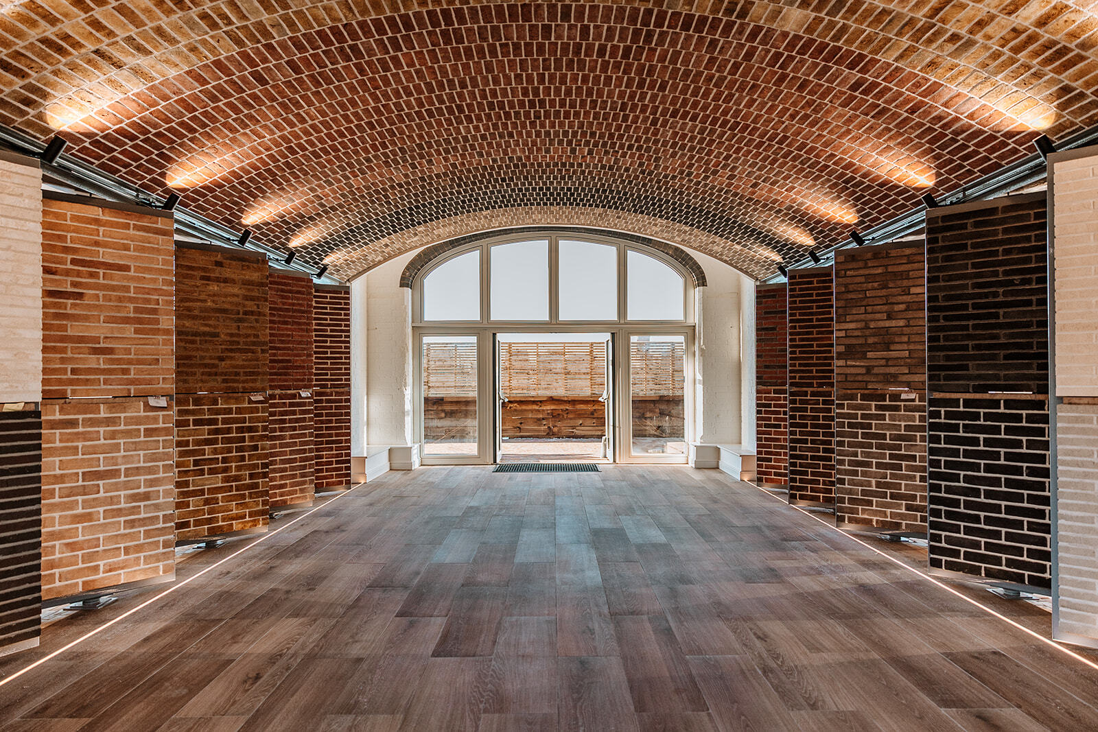 The Imperial Bricks showroom showing a selection of handmade bricks in various shades
