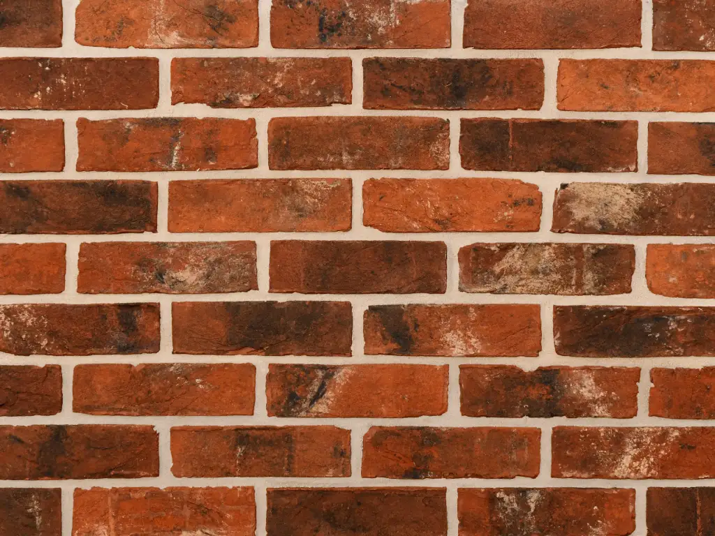 Multi-colour bricks (Imperial's Olde Reclamation Shire) shown with a white brick mortar colour.