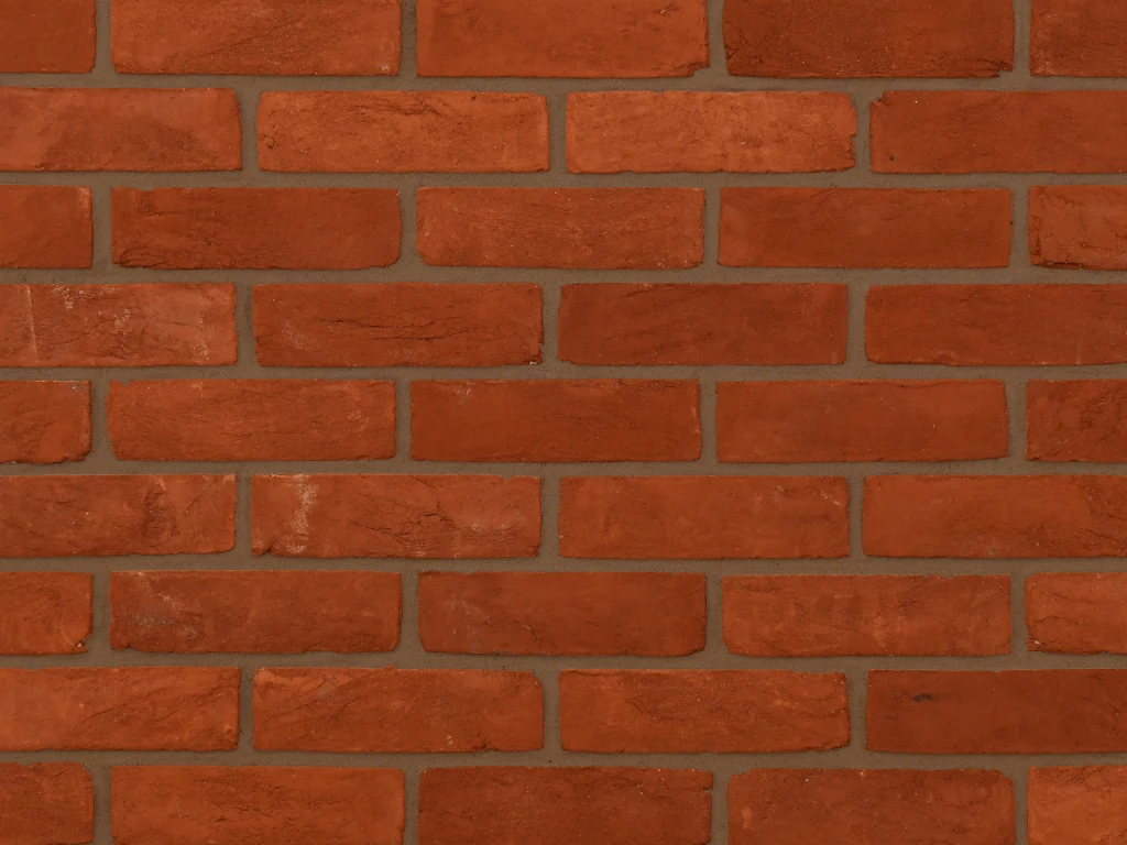 Red rubber bricks shown with a charcoal brick mortar colour.