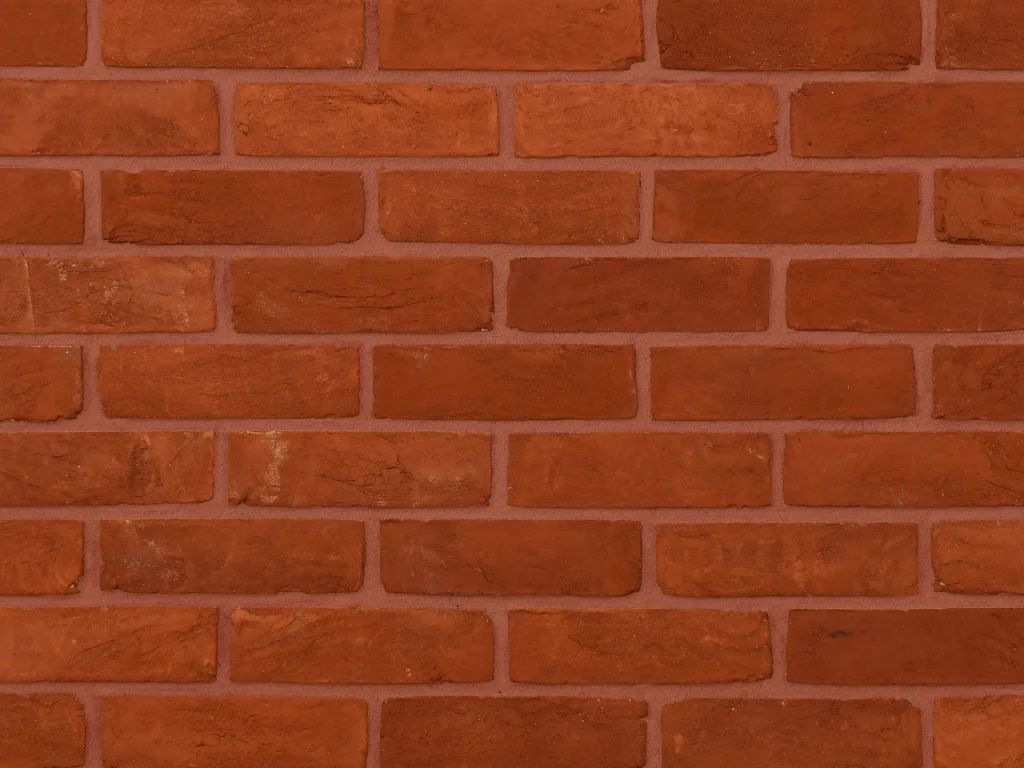 Red rubber bricks shown with a red brick mortar colour.