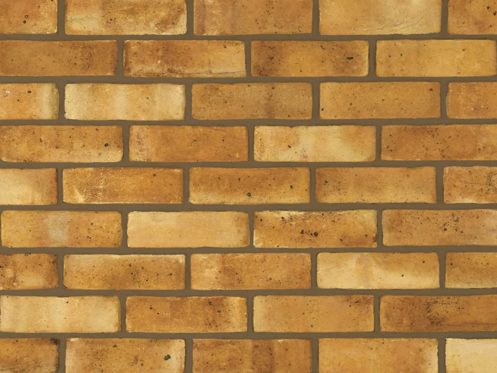 Yellow London stock bricks shown with a charcoal brick mortar colour.