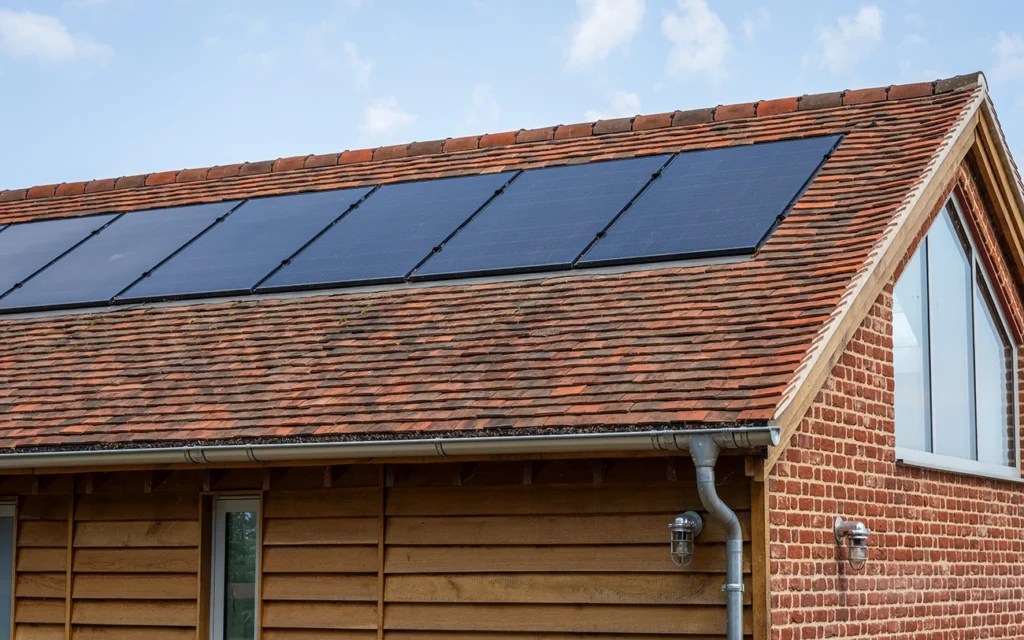 Clay roof tiles by Imperial on a roof with solar panels