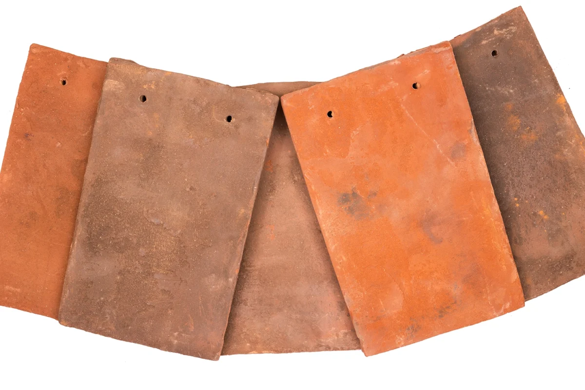 Five handcrafted clay roof tiles in a line by Imperial Bricks