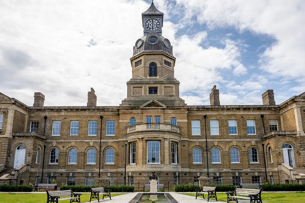 Former Cambridge Military Hospital site, now repurposed into Gun Hill Park apartments. Much of the original historic brickwork was retained as part of the conversion.